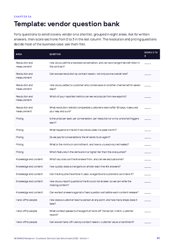 Customer Service Cost-to-Serve Benchmark 2026, page 90