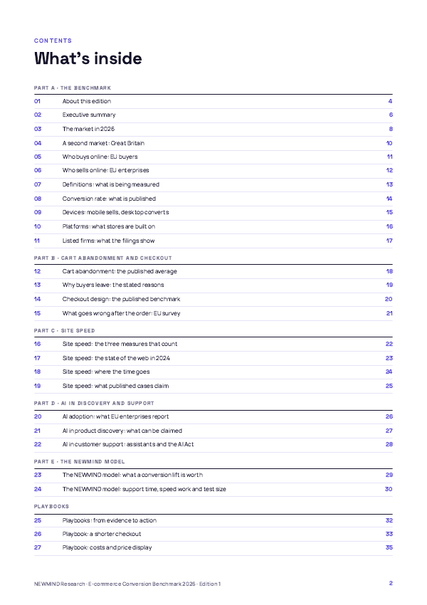 E-commerce Conversion Benchmark 2026, page 2
