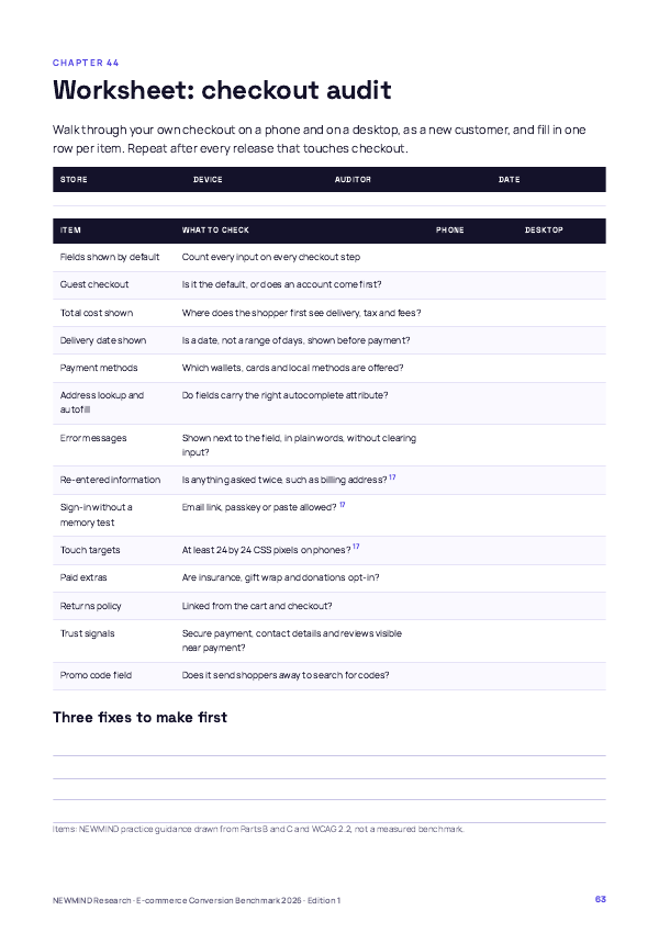 E-commerce Conversion Benchmark 2026, page 63