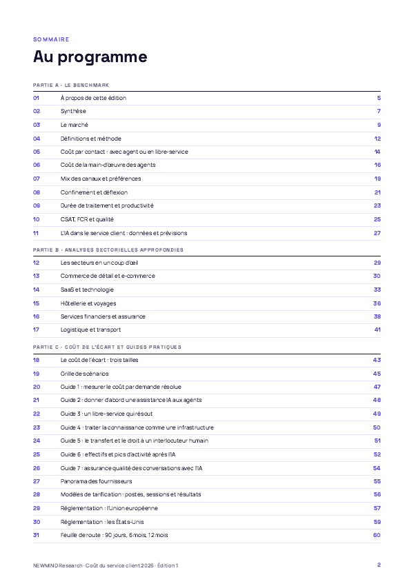 Benchmark 2026 du coût du service client, page 2