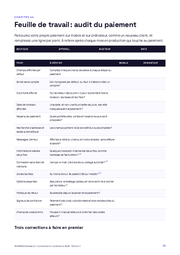 Benchmark 2026 de la conversion e-commerce, page 72
