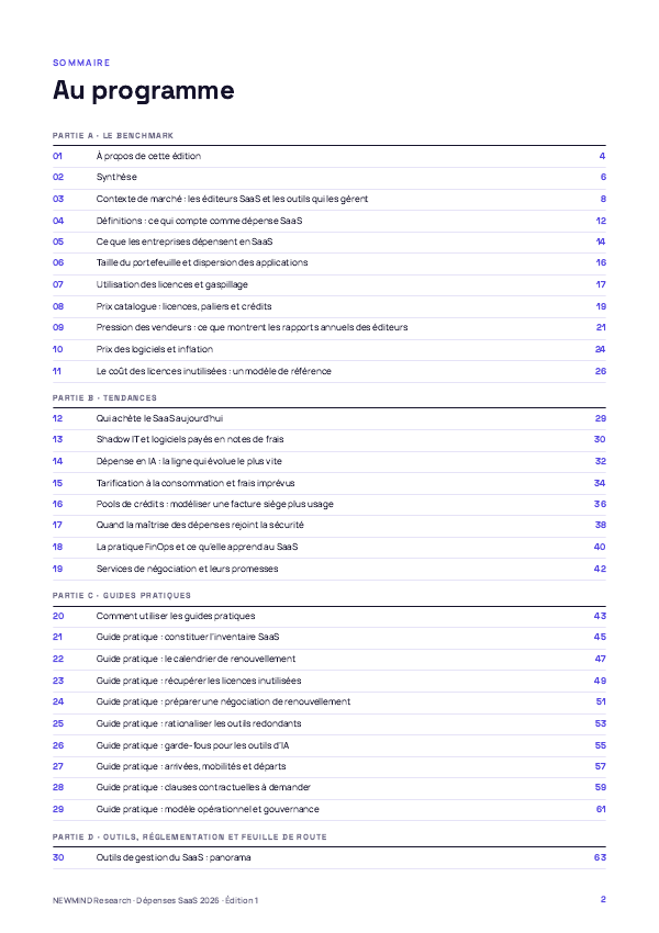 Benchmark 2026 des dépenses SaaS et de l’utilisation des licences, page 2