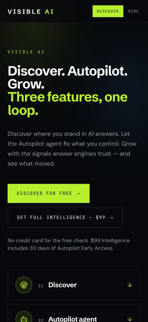 Be Visible AI mobile screen