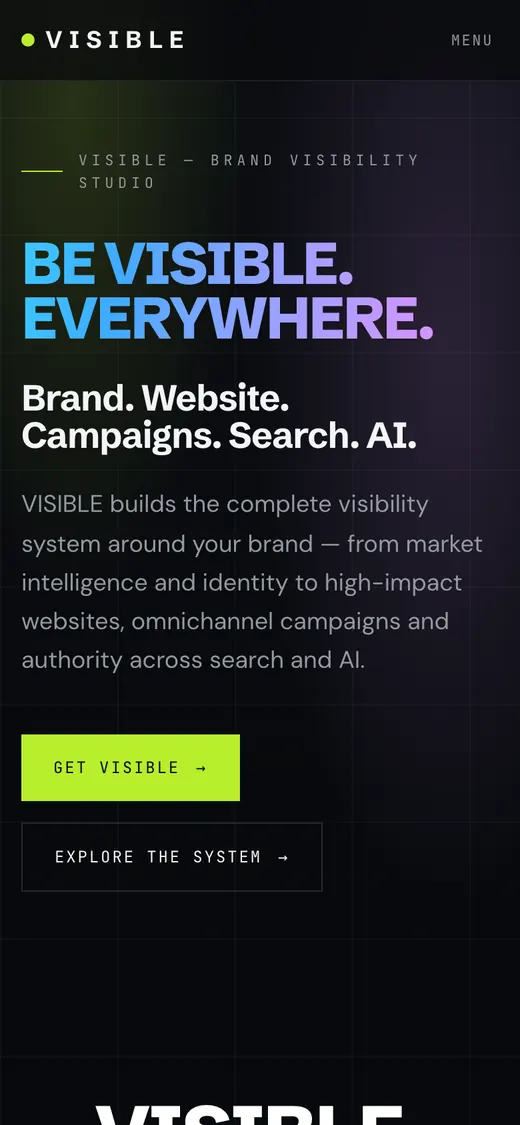 Creative Visible Studio mobile screen