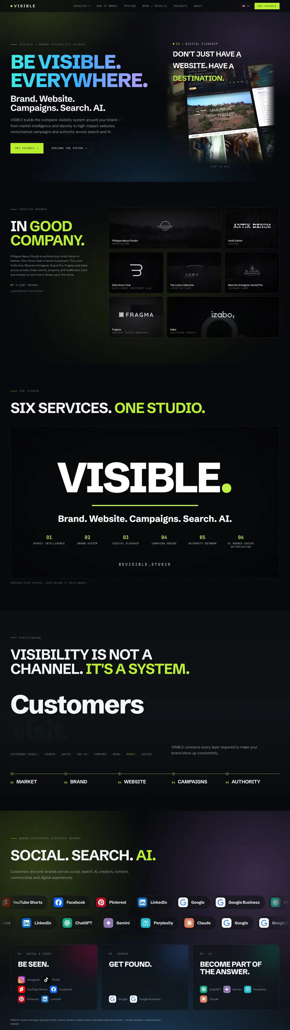 Creative Visible Studio: full page of the product