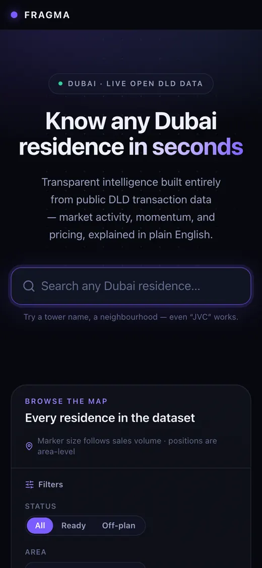 Dubai RE Intelligence mobile screen