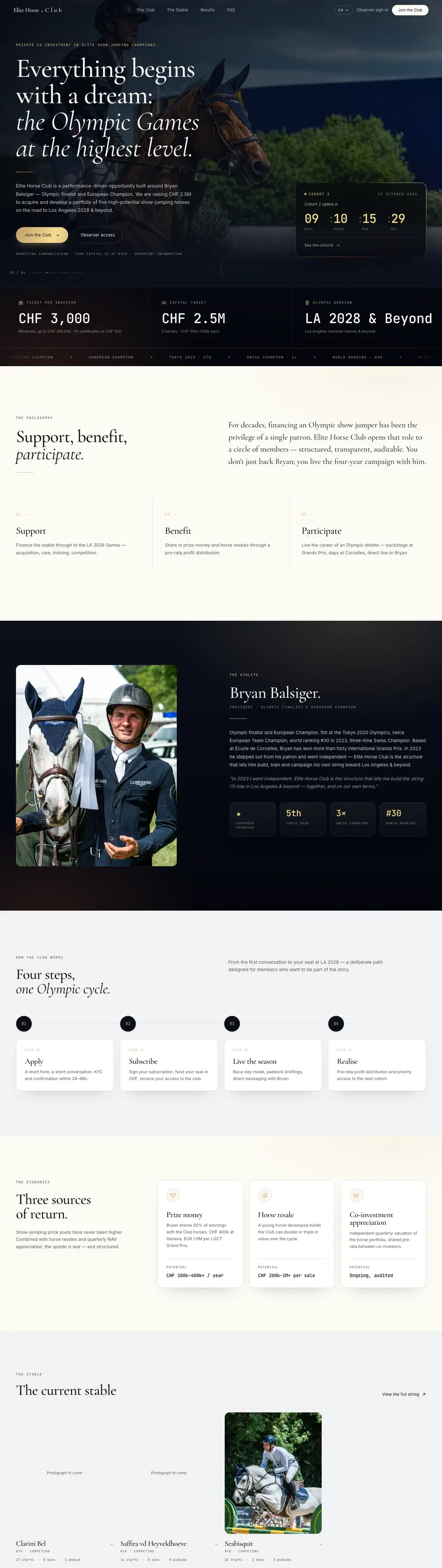 Elite Horse Club: full page of the product